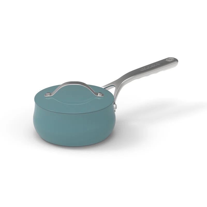 Teal Nonstick 1 Qt. Stainless Steel Saucepan with Lid