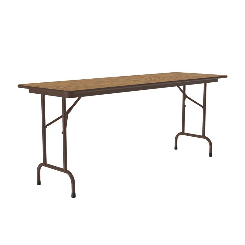Medium Oak Rectangular Folding Table with Steel Frame