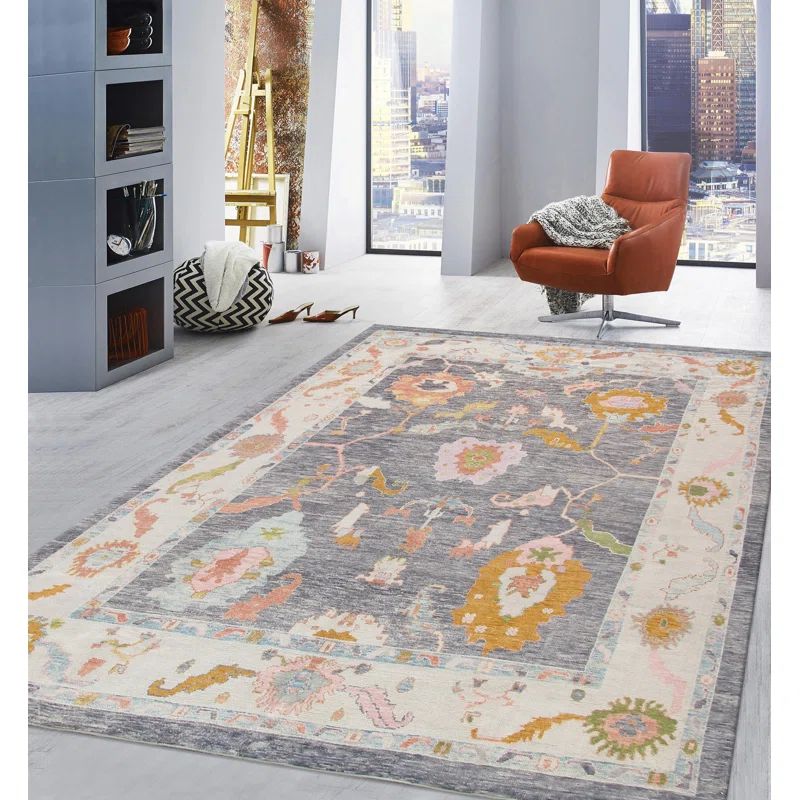 Elegant Gray 10'x13'2" Hand-Knotted Wool Oriental Area Rug