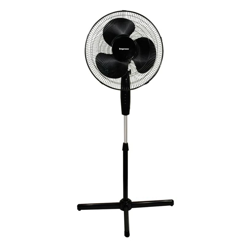 Impress 16-Inch Black Plastic Oscillating Pedestal Fan