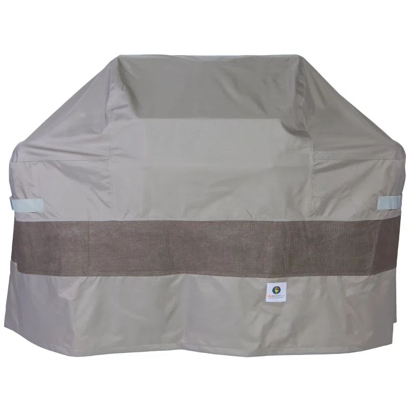 Tan Waterproof BBQ Grill Cover with Hook and Loop Closure