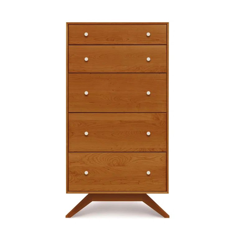 Autumn Cherry 5-Drawer Vertical Dresser with Metal Handles