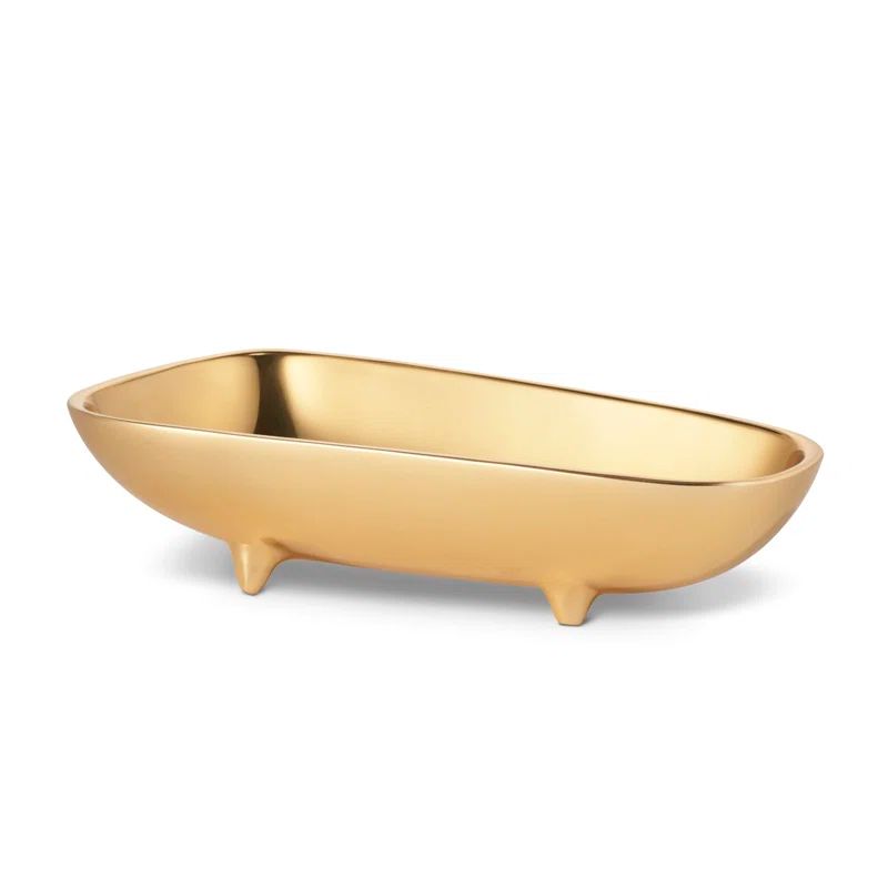 Gold Brass Abstract Footed Snack Bowl