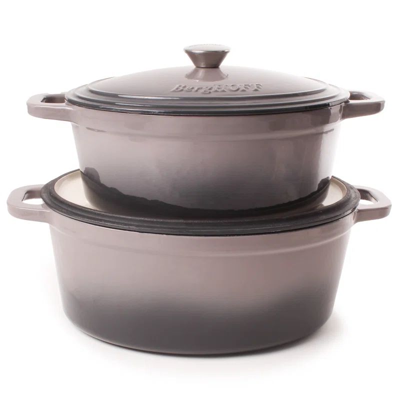 Neo Oyster Enameled Cast Iron Ellipse Cocotte Set of Four