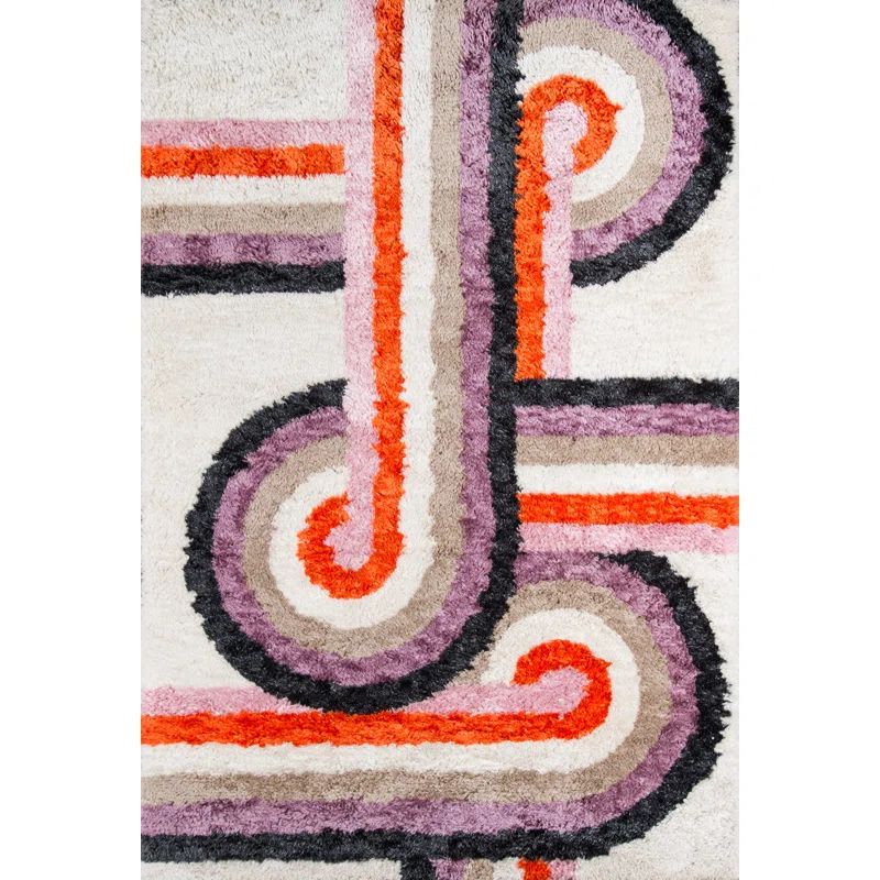 Lavender Dream 36"x24" Hand-Tufted Shaggy Rectangular Rug