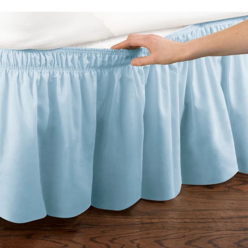 Blue Twin/Full Cotton Polyester Wrap Around Bed Skirt