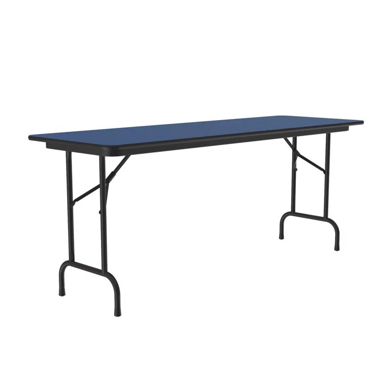 Blue and Black 72'' Rectangular Folding Table with Laminate Top