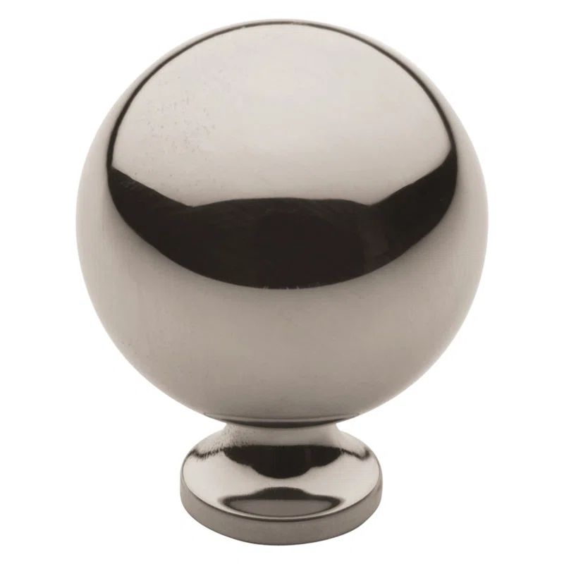 Polished Nickel Round Ball Knob with Mounting Hardware
