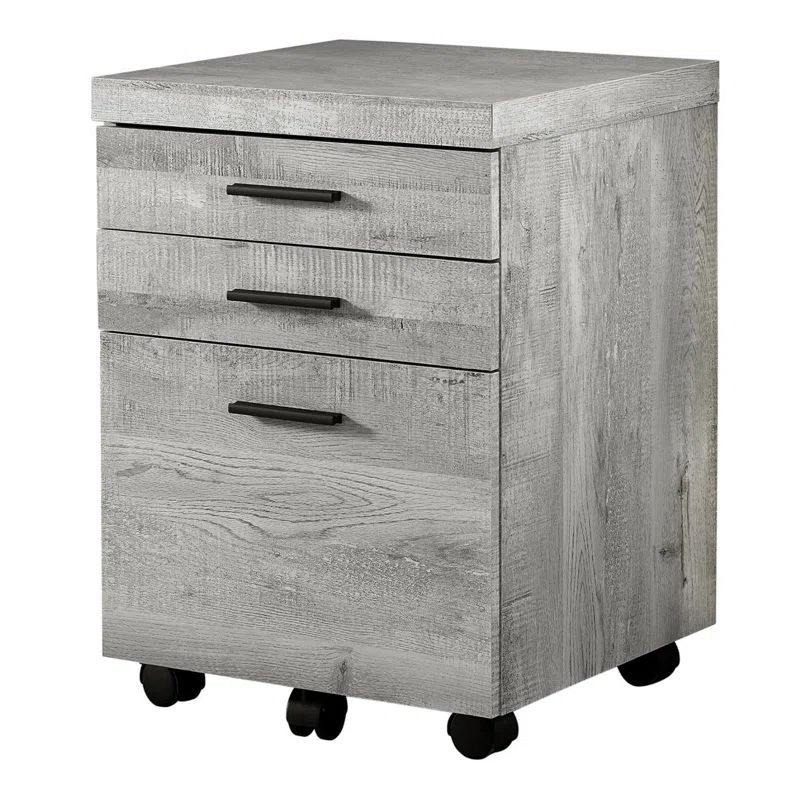 Gray Laminate 3-Drawer Lockable Mobile File Cabinet