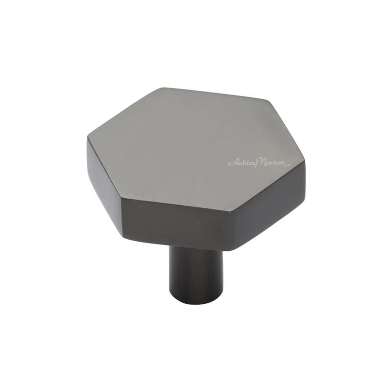 Modern Flat Black Hexagonal Brass Cabinet Knob