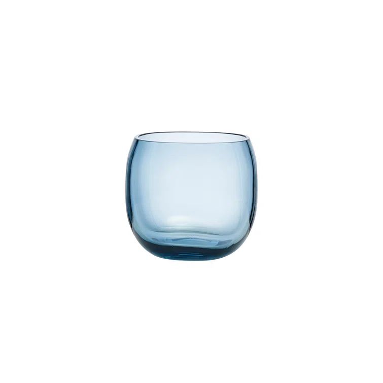 Steel Blue Round Handcrafted Lead-Free Crystal Vase