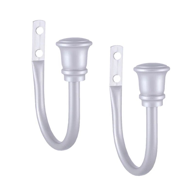 Satin Nickel Metal Trumpet Curtain Holdbacks, Set of 2