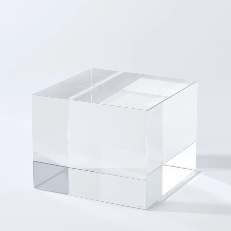 Largest Clear Glass Cube Candle Holder Sculpture