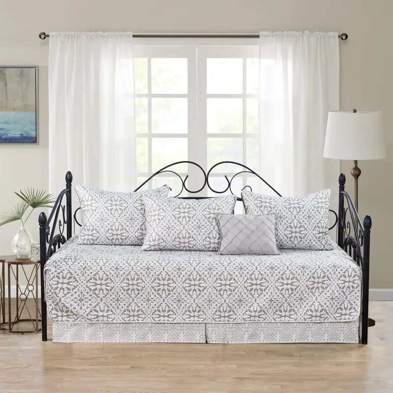 Bellamy Gray Microfiber Reversible Daybed Quilt Set