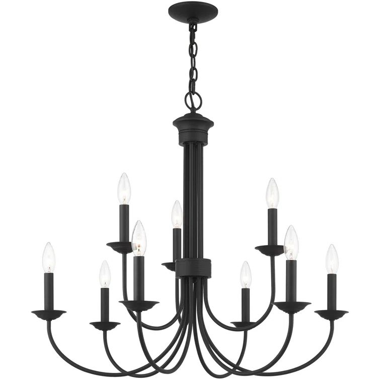 Estate 9-Light Black Crystal Chandelier with Candelabra Base