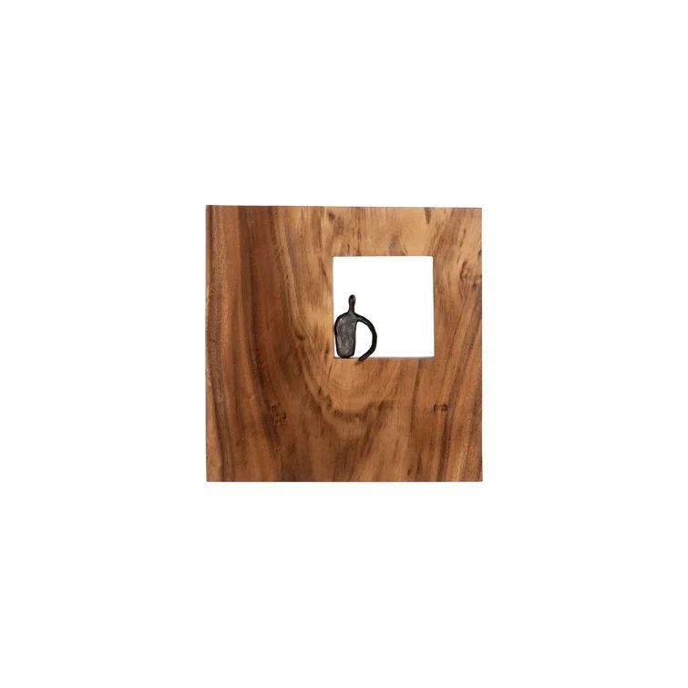 Handcrafted Acacia Wood and Metal Square Wall Decor