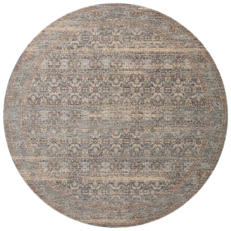 Blake Ocean Mocha 5'3" Round Synthetic Traditional Area Rug