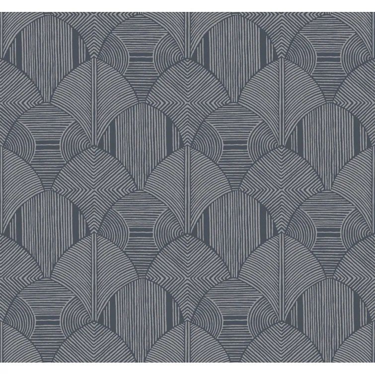 Meyberg Blue and Silver Geometric Non-Pasted Wallpaper