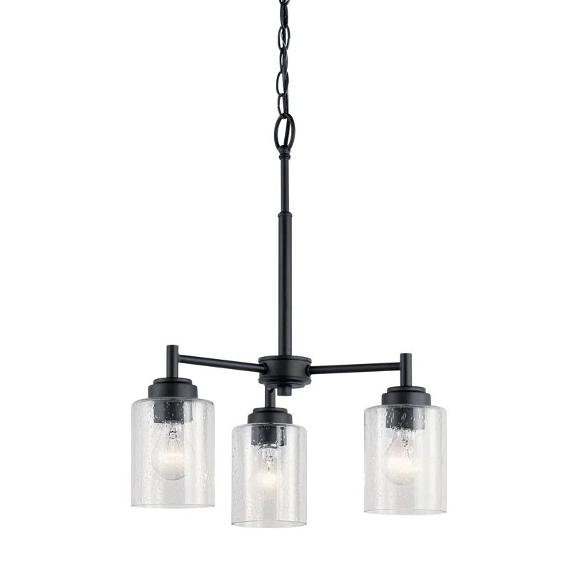 Winslow 18" Transitional Mini Chandelier with Clear Cylinder Shade - Black