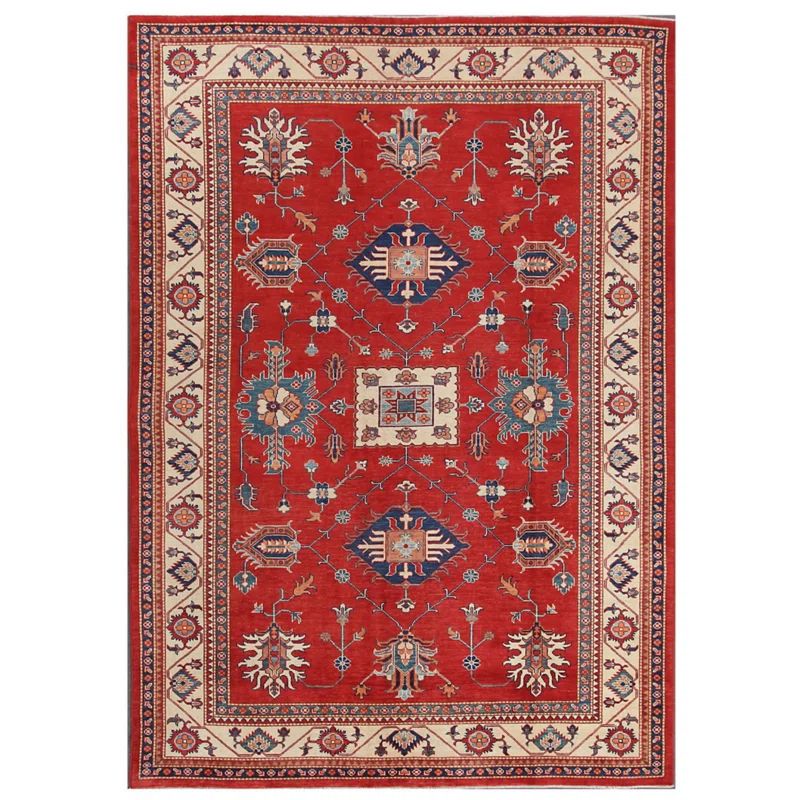 Hand-knotted Ivory Wool Rectangular Area Rug 8'3" x 11'9"