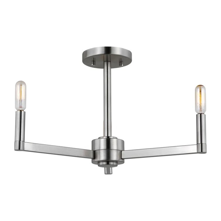 Fullton Brushed Nickel 3-Light Contemporary Semi-Flush Mount