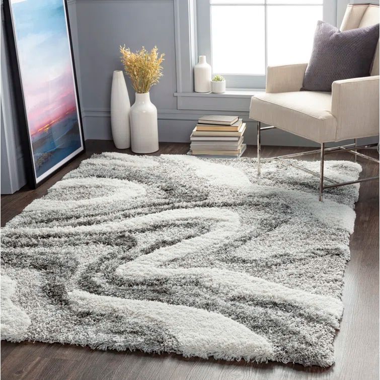 Alta Charcoal and Off-White Shag Synthetic Area Rug