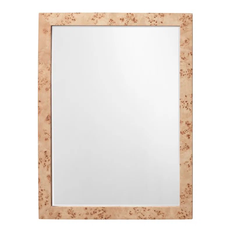 Natural Burl Wood Rectangular Wall Mirror