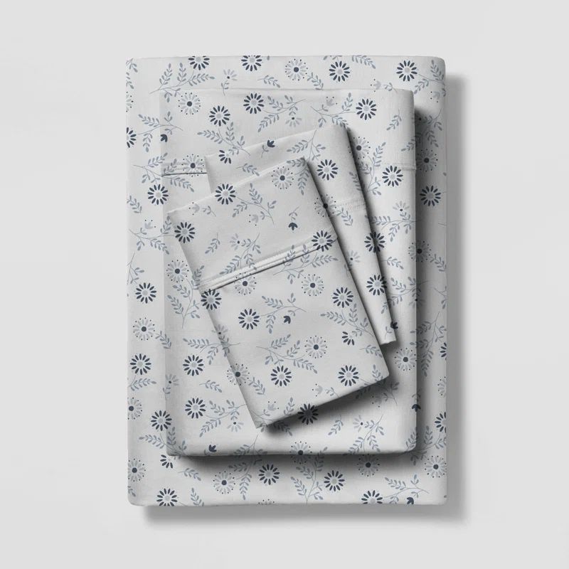 Full Tiana Floral Cotton Polyester Percale Sheet Set