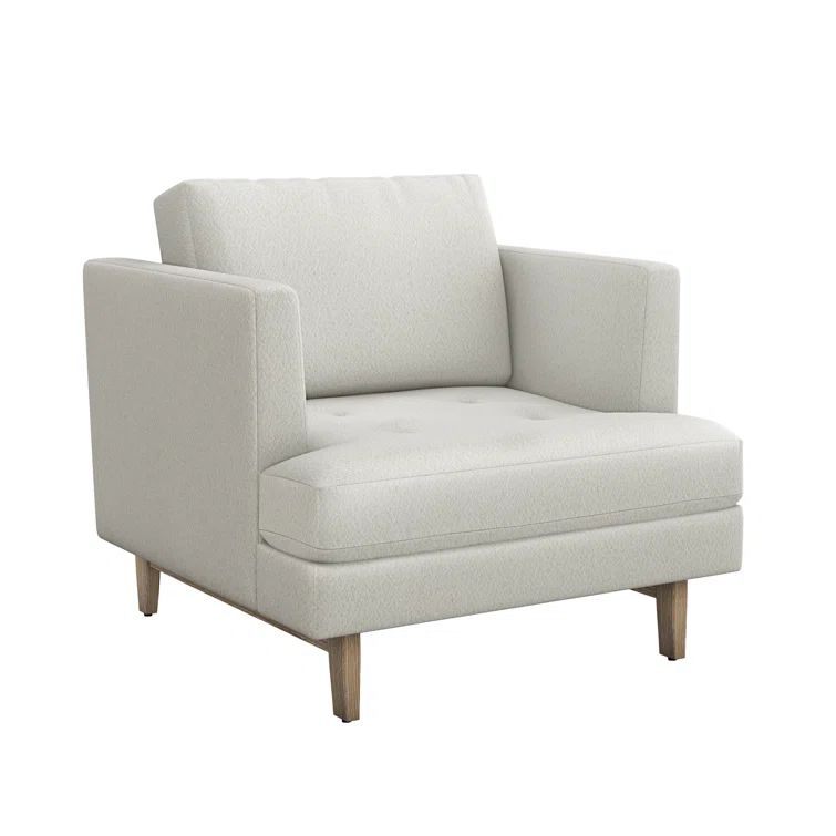 Ayler Cream and Icy Gray Upholstered Club Chair with Walnut Finish