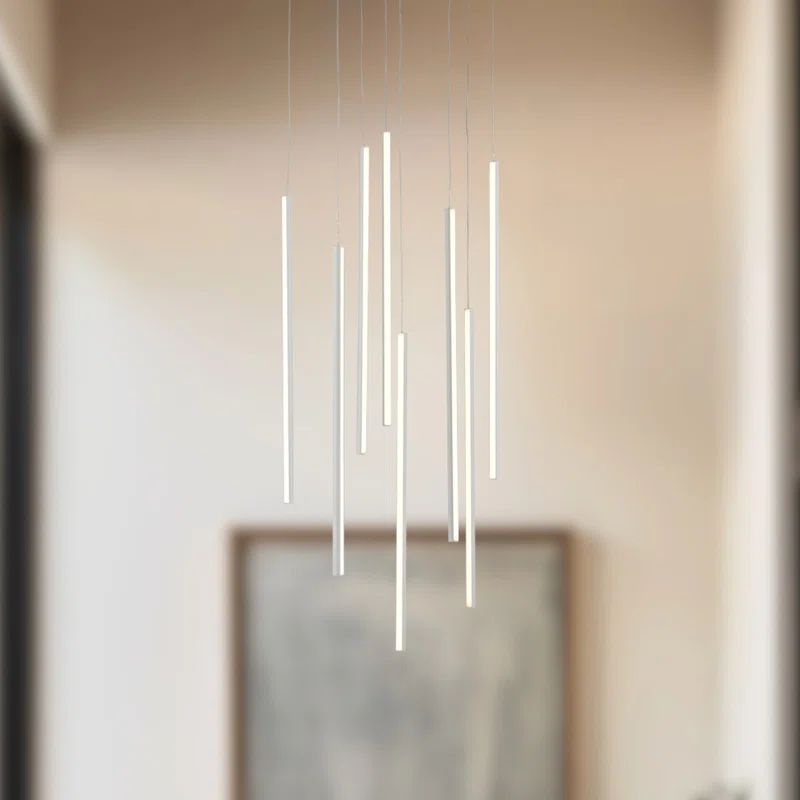 White Aluminum LED Cluster Pendant Light, 21.63" Tall