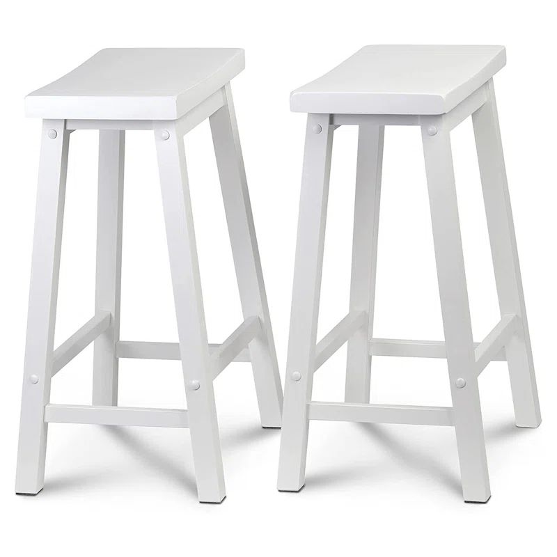 PJ Wood 24-Inch White Backless Saddle Seat Counter Stools, Set of 2