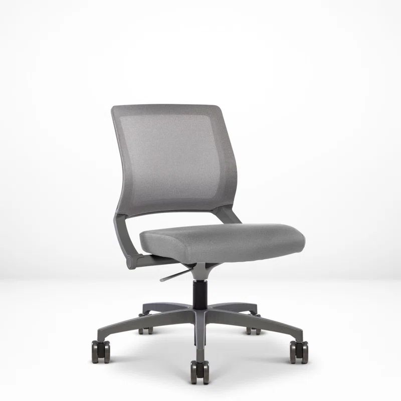 Gray Armless Swivel Task Chair with Fabric Upholstery