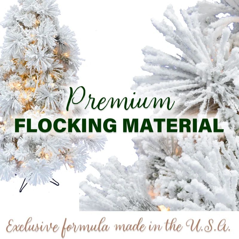 6.5-Foot Flocked Snowy Pine Artificial Christmas Tree with Metal Stand