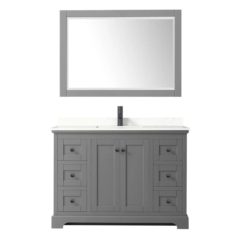 Avery 60'' Dark Gray Freestanding Bathroom Vanity with Marble Top