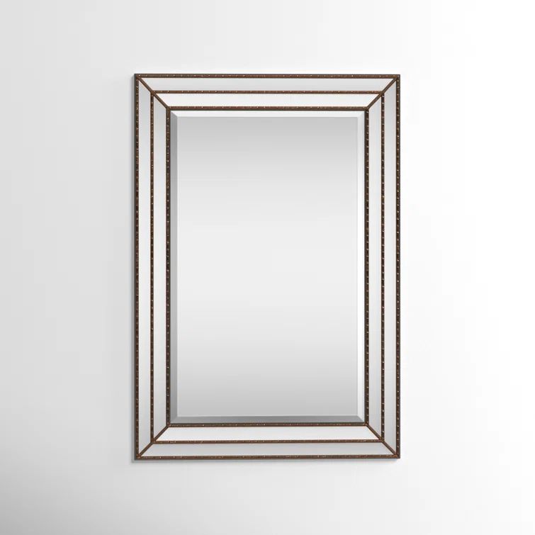 Almyra Grooved Bronze and Wood Rectangle Wall Mirror