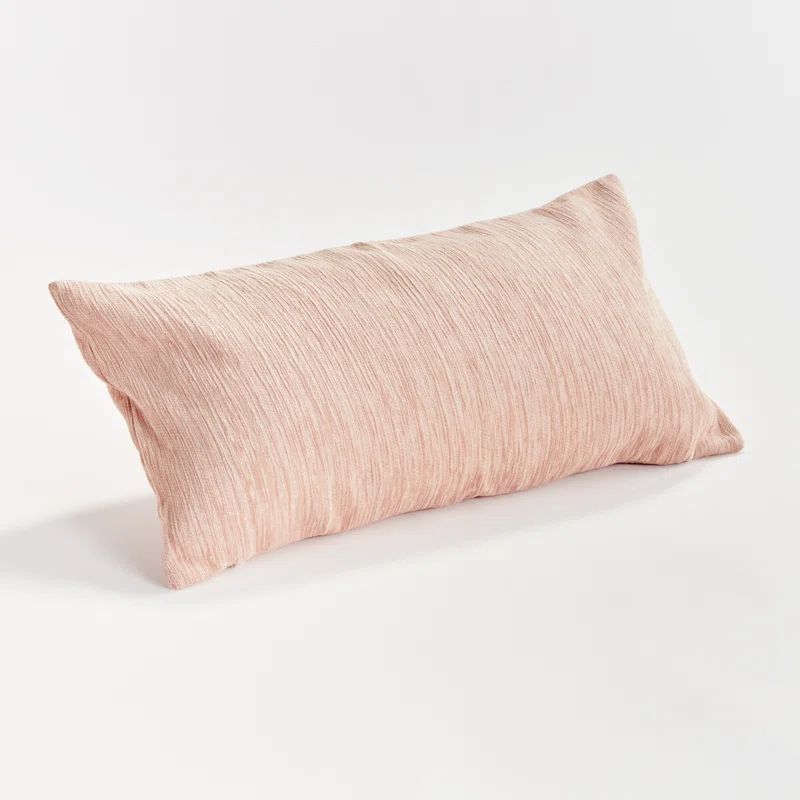 Blush Rectangular Jacquard Indoor/Outdoor Lumbar Pillow