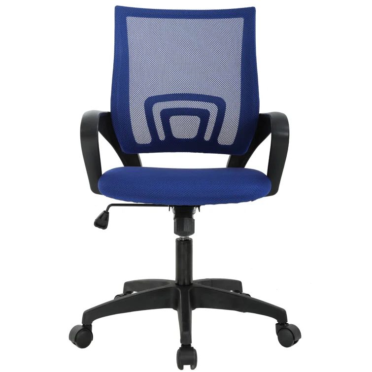 Blue Mesh Adjustable Swivel Executive Office Chair with Fixed Arms