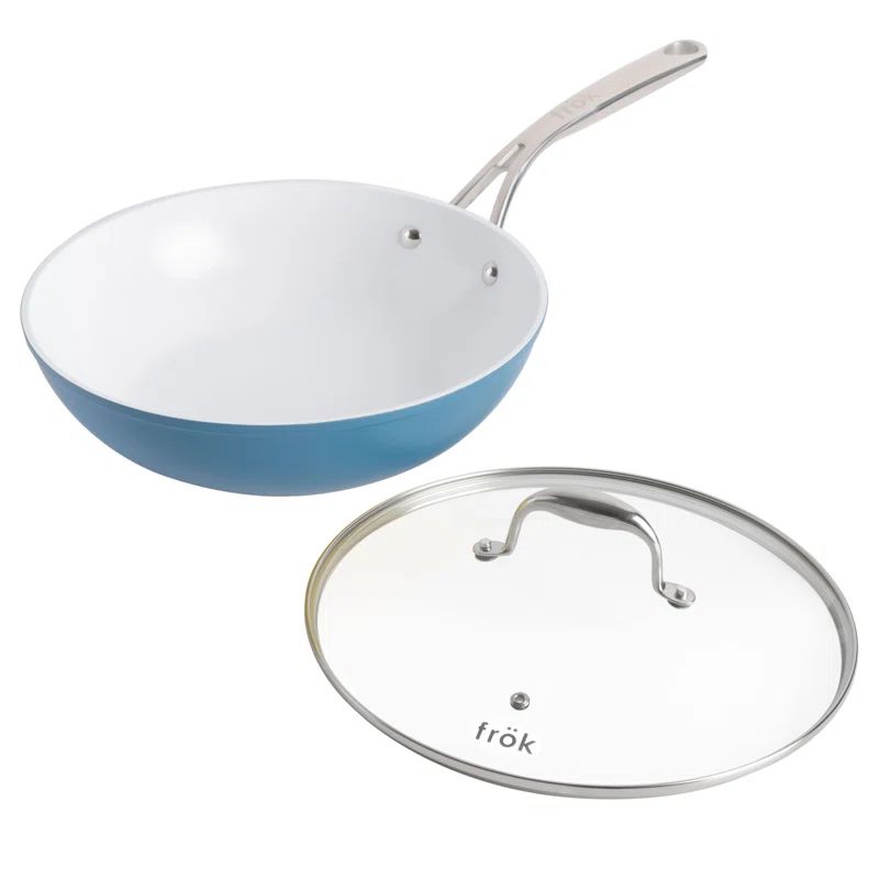11-Inch Black and Gold Non-Stick Fry Pan with Lid