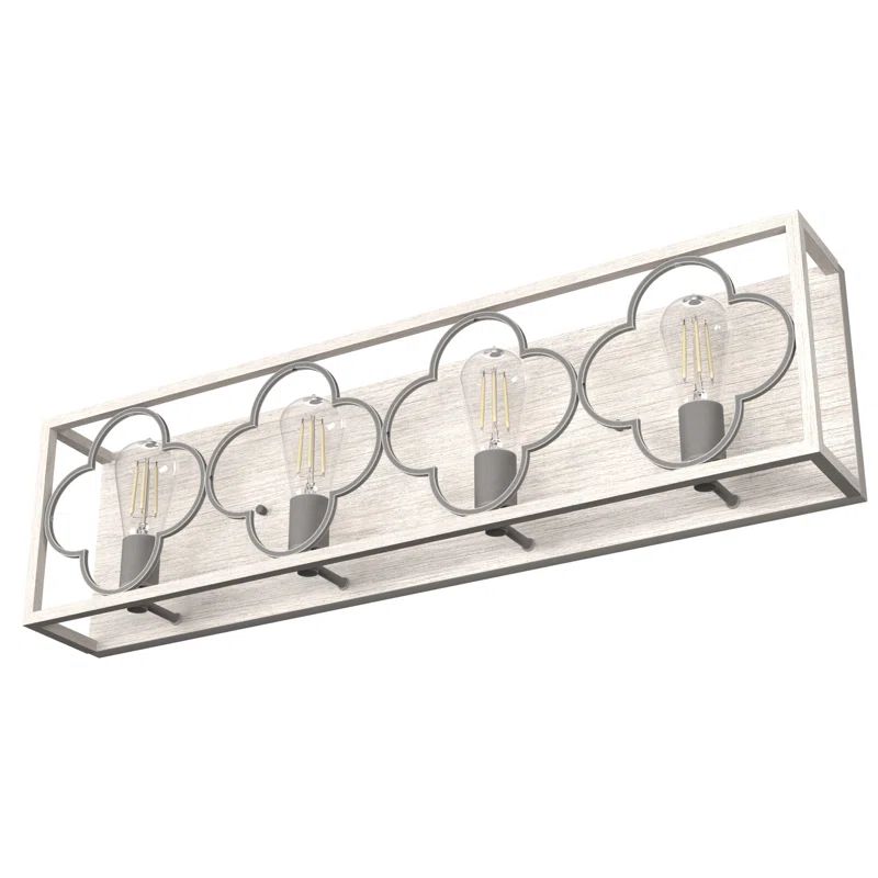 Distressed White 33" Metal 4-Light Vanity Fixture