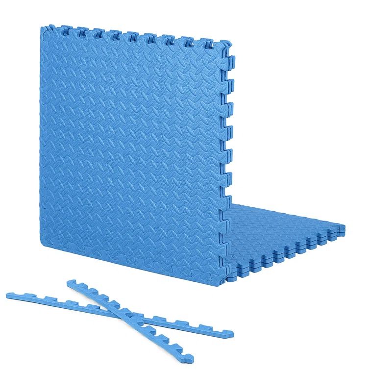 Blue Heavy-Duty EVA Foam Interlocking Gym Flooring Mat, 24 sq.ft