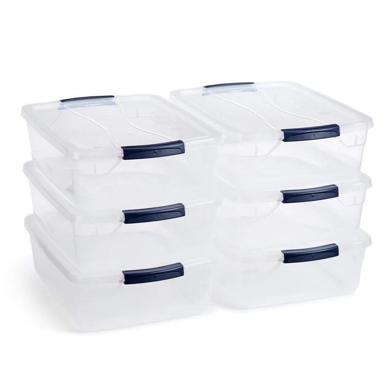 Clear Stackable Plastic Storage Containers with Lids, 16 Quart, 6-Pack