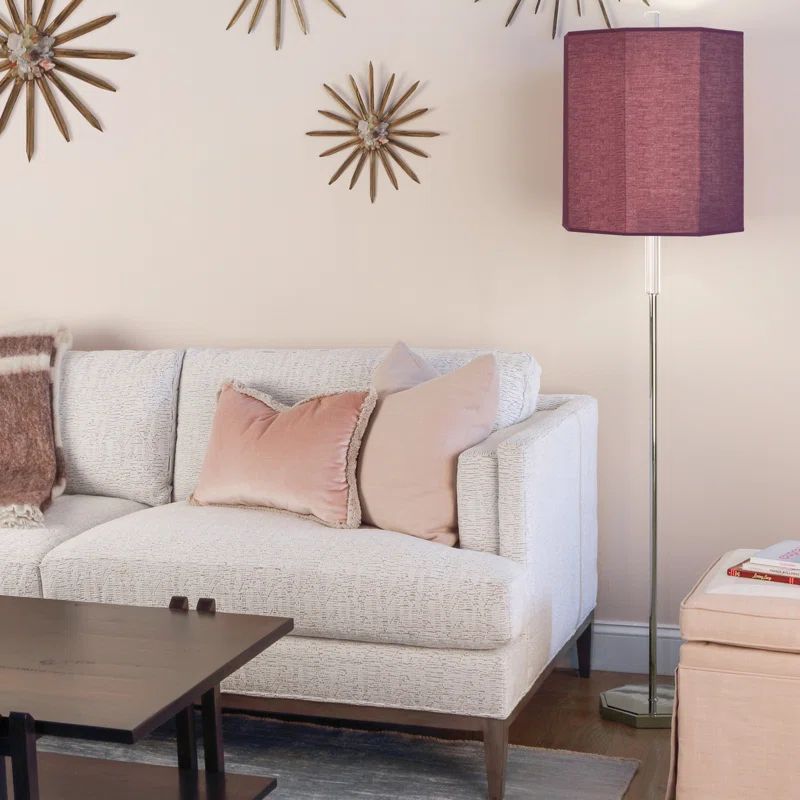 Kate 66.25'' Polished Nickel Floor Lamp with Vintage Wine Shade