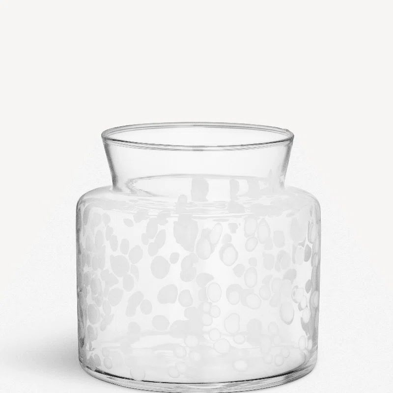 Clear Translucent Glass Table Vase with Abstract Print