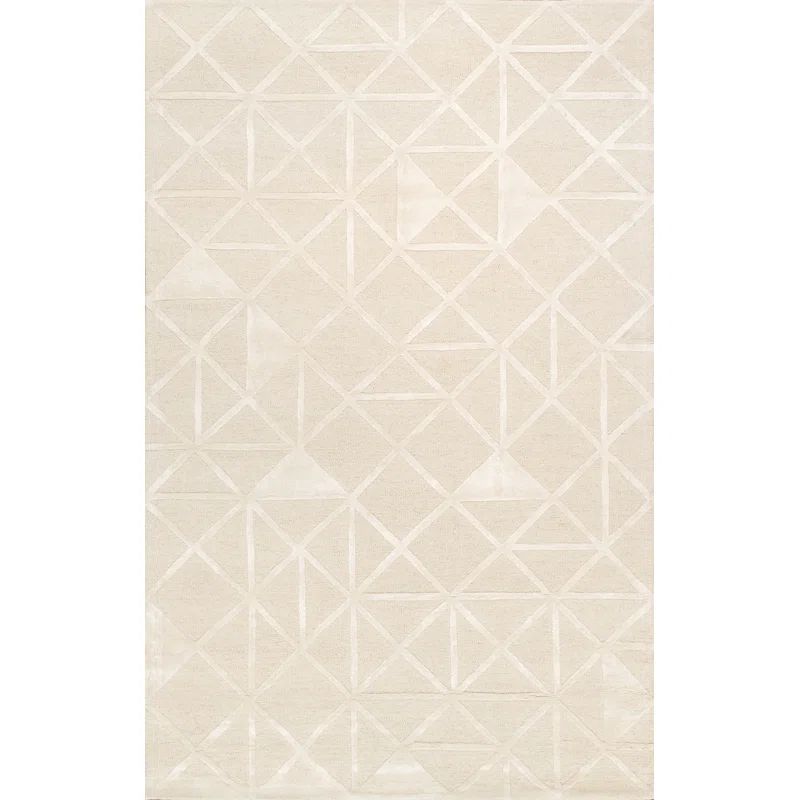 Pasargad Ivory Hand-Tufted Bamboo Silk & Wool 7'9" x 9'9" Area Rug