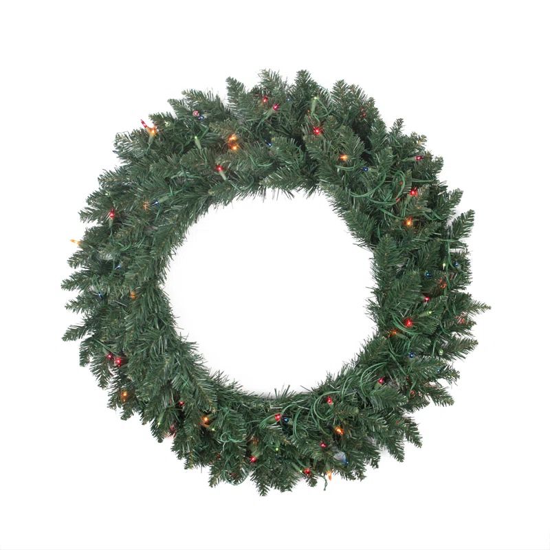 30" Pre-Lit Pine Artificial Christmas Wreath with Multi Lights