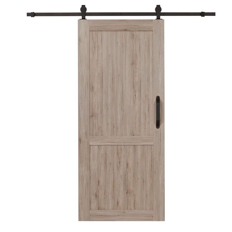 Millbrooke Driftwood 84'' PVC Barn Door Kit with Black Hardware