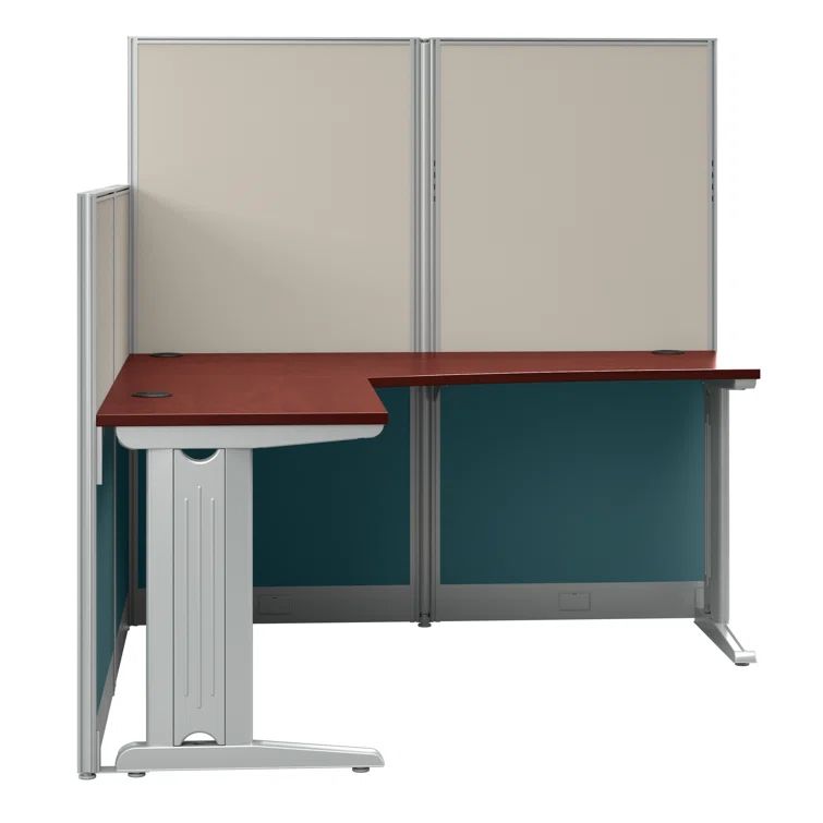 Hansen Cherry L-Shaped Office Cubicle with Cable Management