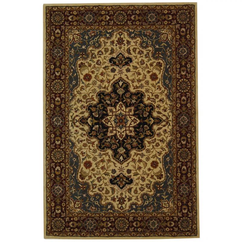 Heritage Ivory and Red Hand-Tufted Wool 6' x 9' Area Rug