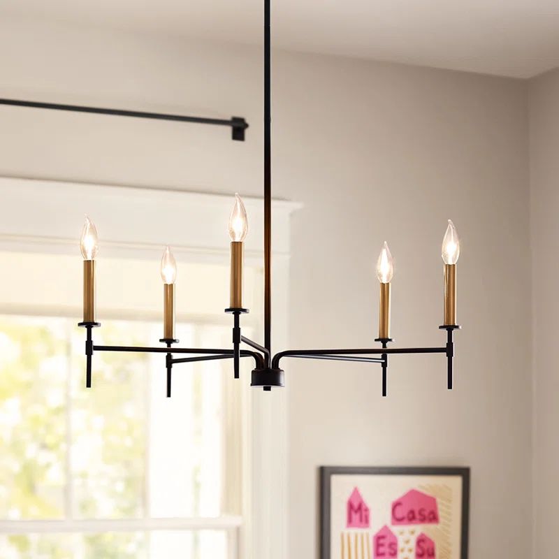 Hux Black and Lacquered Brass 5-Light Candle Chandelier