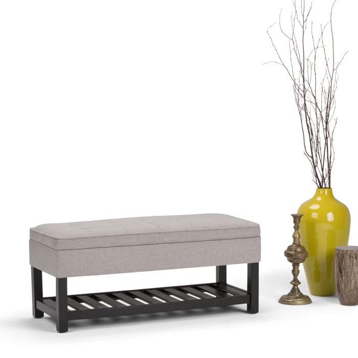 Cosmopolitan Cloud Grey Tufted Storage Ottoman Bench